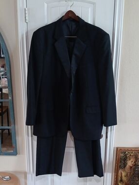 Vintage Cricketeer Black Wool 2 Piece Formal Tuxedo Suit Mens 44R